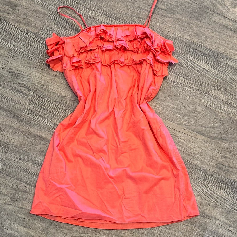J Crew Neon Dress With Ruffles